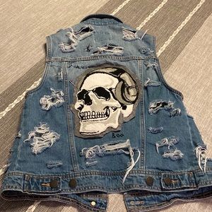 Custom distressed jean vest